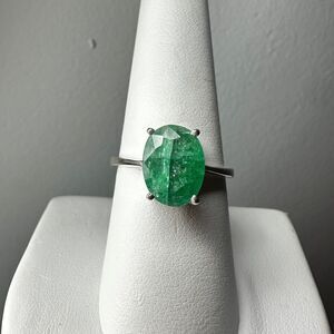 NWOT 8x11mm Emerald solitaire ring in sterling silver!